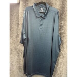 Reebok Mens‎ 3XLT Speedwick Golf Polo Shirt Blue Geometric Print Short Sleeve